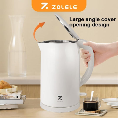 ZOLELE Electric Kettle SH1701B 1.7L Capacity Stainless Steel Electric Kettle With Double Walled Glass Lid,1800W Fast Boiling, Keep-Warm Function,Safety Feature, Cold Touch Handle & Swivel Base - Black