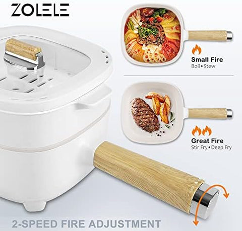 ZOLELE ZC306-WHITE ZC306 Electric Cooking Pot Multifunctional Hot 3L Large Capacity Non Stick Coating Frying Pan 1000W - White