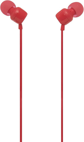 JBL Tune 110 JBLT110RED Wired In-Ear Headphones with Mic, Red