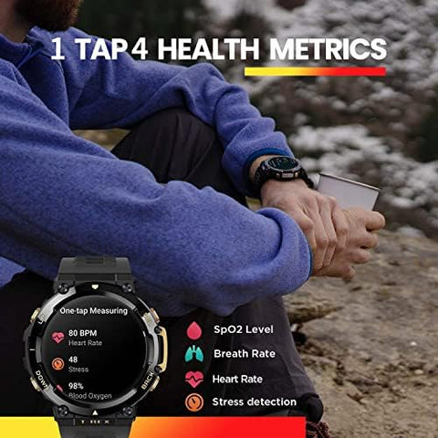 Amazfit T Rex 2 Smart Watch, Premium Multisport GPS Sports Watch, Real-time Navigation, 150+ Sports Modes, Heart Rate, SpO2 Monitoring, Black Gold