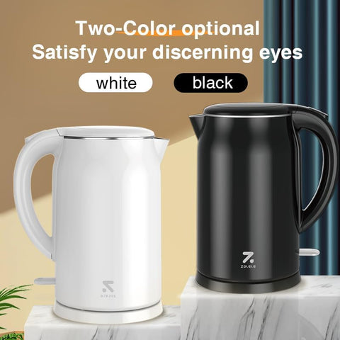 ZOLELE Electric Kettle SH1701B 1.7L Capacity Stainless Steel Electric Kettle With Double Walled Glass Lid,1800W Fast Boiling, Keep-Warm Function,Safety Feature, Cold Touch Handle & Swivel Base - Black