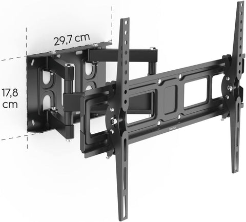 Hama TV Wall Mount Swivelling, Tilting, Extendable (TV Wall Mount 32-84 Inches, VESA 100 x 100 to VESA 600 x 400, up to 50 kg, 2 Arms, 3 Joints, with Fischer Dowels and Drilling Template) Black