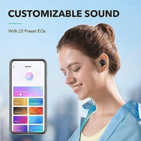 Soundcore by Anker A20i True Wireless Earbuds, Bluetooth 5.3, App, Customized Sound, 28H Long Playtime, 2 Mics for AI Clear Calls, Single Earbud Mode, Black, 18 Months Local Warranty