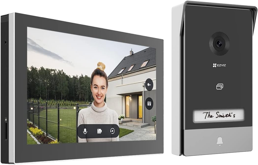 EZVIZ HP7 2K Connected Video Intercom Video Doorbell with Camera and 7" Color Touch Screen, Person Detection and Two-Way Audio, Door Opener, 2.4GHz and 5GHz WiFi