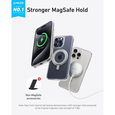 Anker Magnetic Phone Case for iPhone 16 Pro Case, Anti-Slip & Drop-Proof Cover with 360° Ring Stand, iPhone Case Compatible with MagSafe, Exclusively Designed for iPhone 16 Pro, Clear