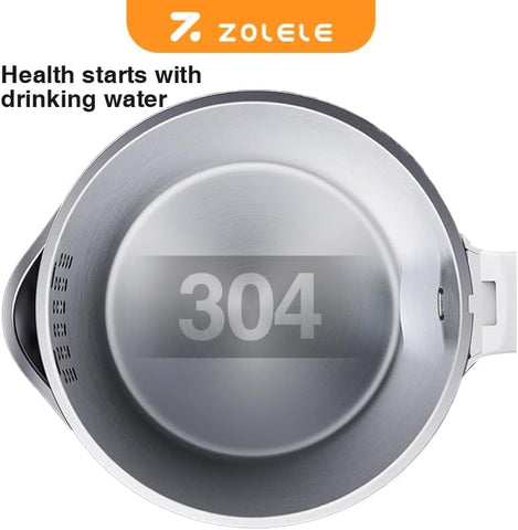 Zolele Electric Kettle HK151 1.7Liter Capacity Stylish Electric Kettle with Keep Warm Function, Boil-Dry Protection, Removable Filter, and 360-Degree Swivel Base for Quick and Easy Hot Water - White