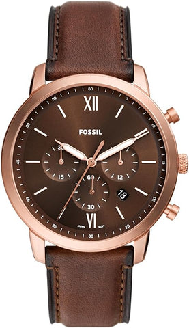 Fossil Men's Neutra Quartz Stainless Steel Chronograph Watch, Color: Rose Gold/Chocolate (Model: FS6026)