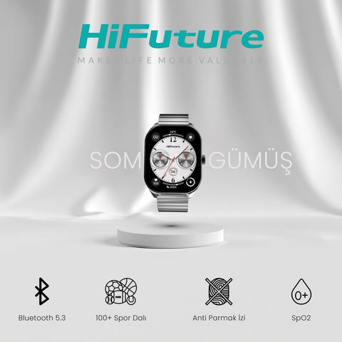 HIfuture APEX 2.04" AMOLED Stainless Steel wireless Calling Smartwatch - Silver