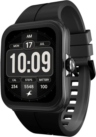 Fastrack VOX Neo Smart Watch with 1.91” Curved TFT Display, Rotary Crown, Offline Voice Commands,To-Do list, BT Calling, 24/7 Health Suite, SpO2, HRM, Sleep Tracking, IP68 Water Resistant - Onyx Black