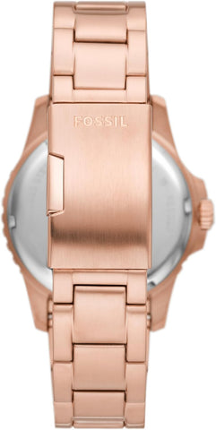 Fossil Men's Blue GMT Stainless Steel Three-Hand Watch, Color: Rose Gold/Chocolate (Model: FS6027)