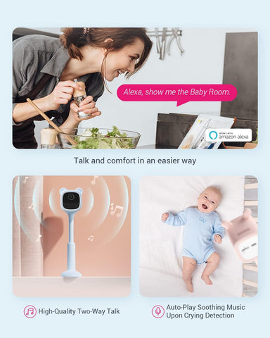 EZVIZ Wireless Battery-Powered Baby CAM, Crying Detection, Baby Activity Detection, Out-of-Crib Alert, 1080P, IR Night Vision, Wire-Free Setup, Two-Way Talk, SD Card,Blue Color for Boys (BM1)
