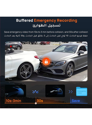 70mai A810 Lite Dash Cam, 4K Front & 1080P Rear, Night Vision, Supercapacitor, 64GB SD Card Included, GPS, 3.18" IPS Display, 24H Parking Mode (Optional)