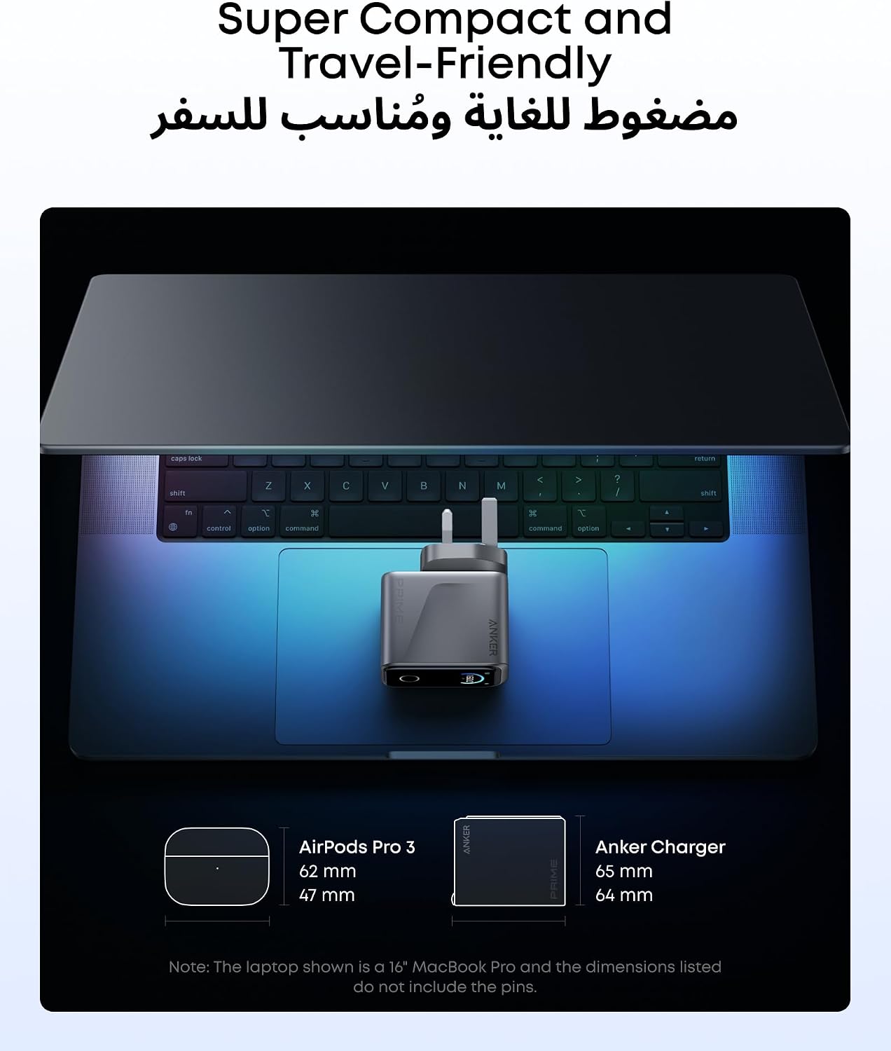 Anker Prime USB C Charger, 160W 3-Port Compact USB C GaN Charger, Smart Display and Touch Control, 140W Any-Single-Port Charging for MacBook, iPad, iPhone 17/16 Series, and More (Cable Not Included)