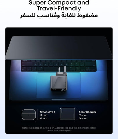 Anker Prime USB C Charger, 160W 3-Port Compact USB C GaN Charger, Smart Display and Touch Control, 140W Any-Single-Port Charging for MacBook, iPad, iPhone 17/16 Series, and More (Cable Not Included)