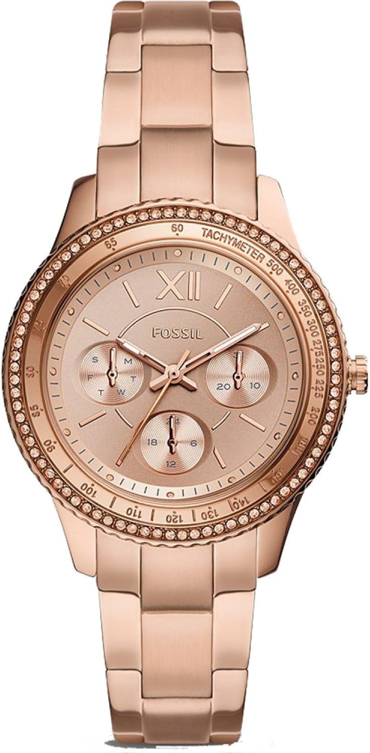 Fossil Women's Stella Sport Multifunction, Rose Gold-Tone Stainless Steel Watch, ES5106