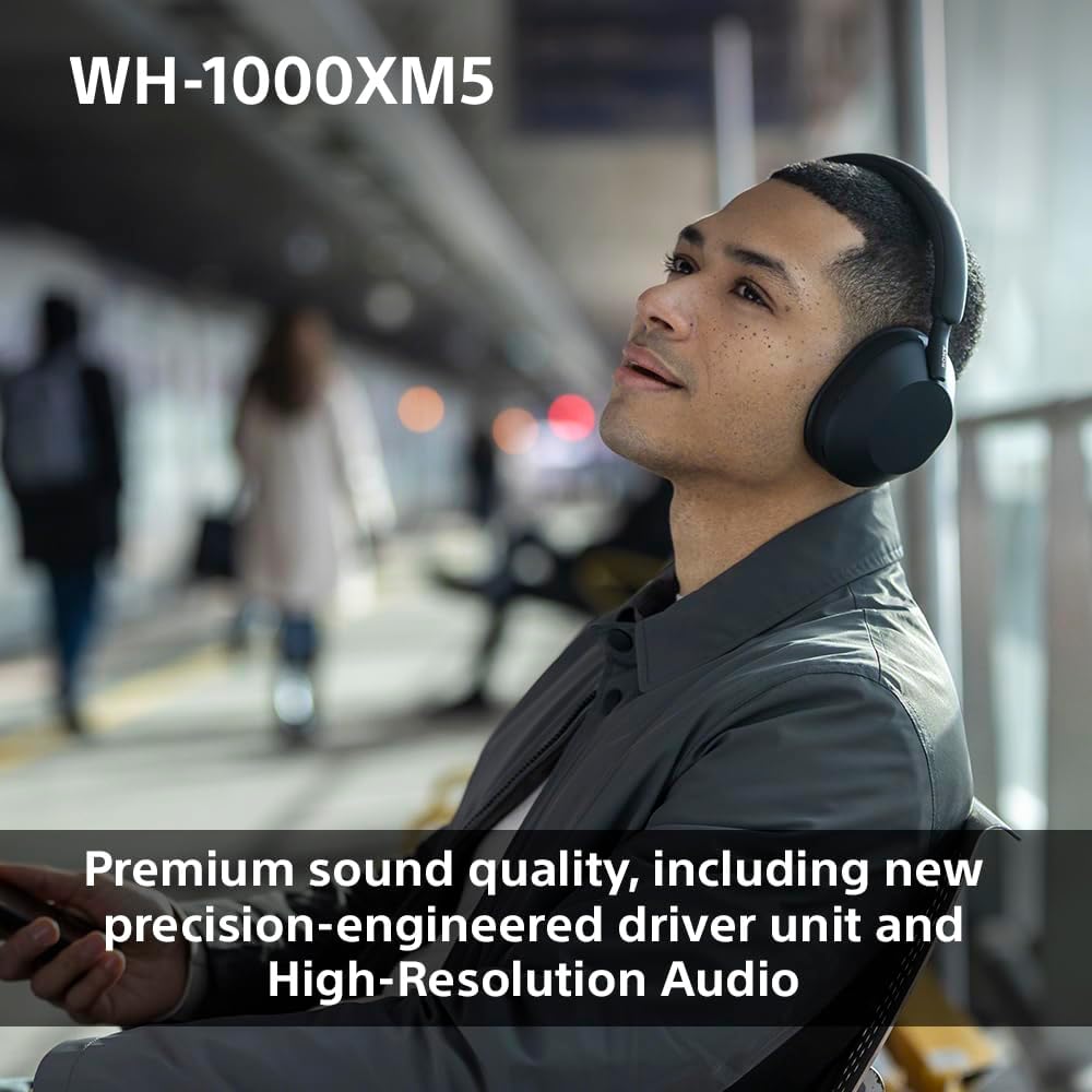 Sony WH 1000XM5 Noise Cancelling Wireless Headphones 30 hours battery life Over ear style Optimised for Alexa and the Google Assistant with built in mic for phone calls Black, One Size