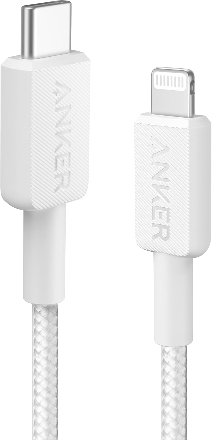 ANKER MFi Certified Type C to Lightning Cable 100W, Braided 3ft White, Super Fast iPhone Charging Cable (50% Charge in 30 mins), Data Sync Compatibility & Power Delivery (PD)