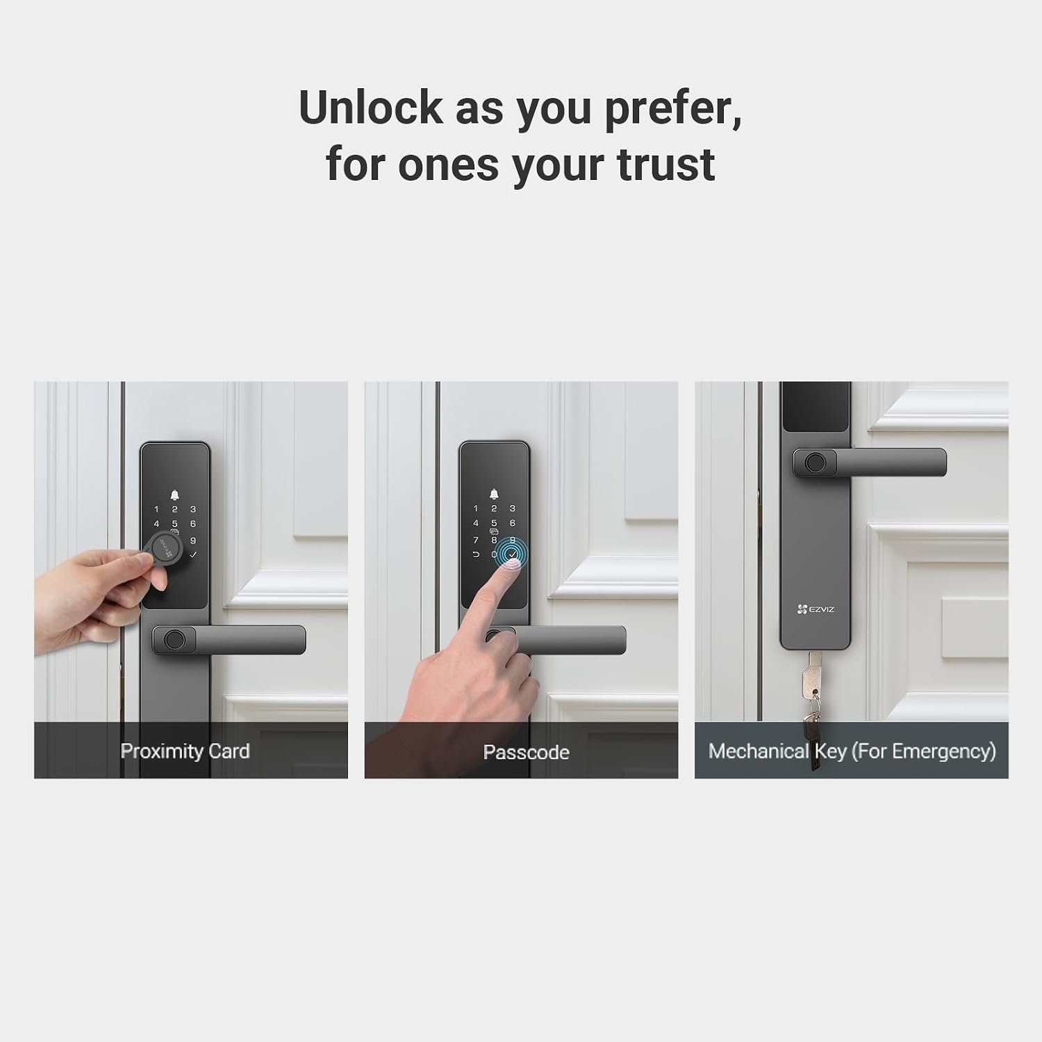 EZVIZ Smart Lock DL05, 7-in-1 Keyless Entry Door Lock, with Fingerprint Access – Secure Keyless Entry, Multiple Unlock Options, Instant Alerts, Weather-Resistant, Child Safety Privacy Control 5085