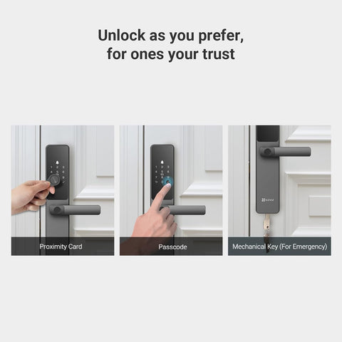 EZVIZ Smart Lock DL05, 7-in-1 Keyless Entry Door Lock, with Fingerprint Access – Secure Keyless Entry, Multiple Unlock Options, Instant Alerts, Weather-Resistant, Child Safety Privacy Control 5085
