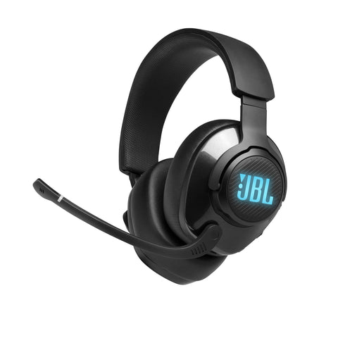 JBL Quantum 300 Hybrid Wired Over-Ear Gaming Headphones with Voice-Focus Flip-Up Mic, QuantumSURROUND Realistic Spatial Soundstage, Lightweight, Memory Foam Comfort, PC and Consoles Compatible - Black