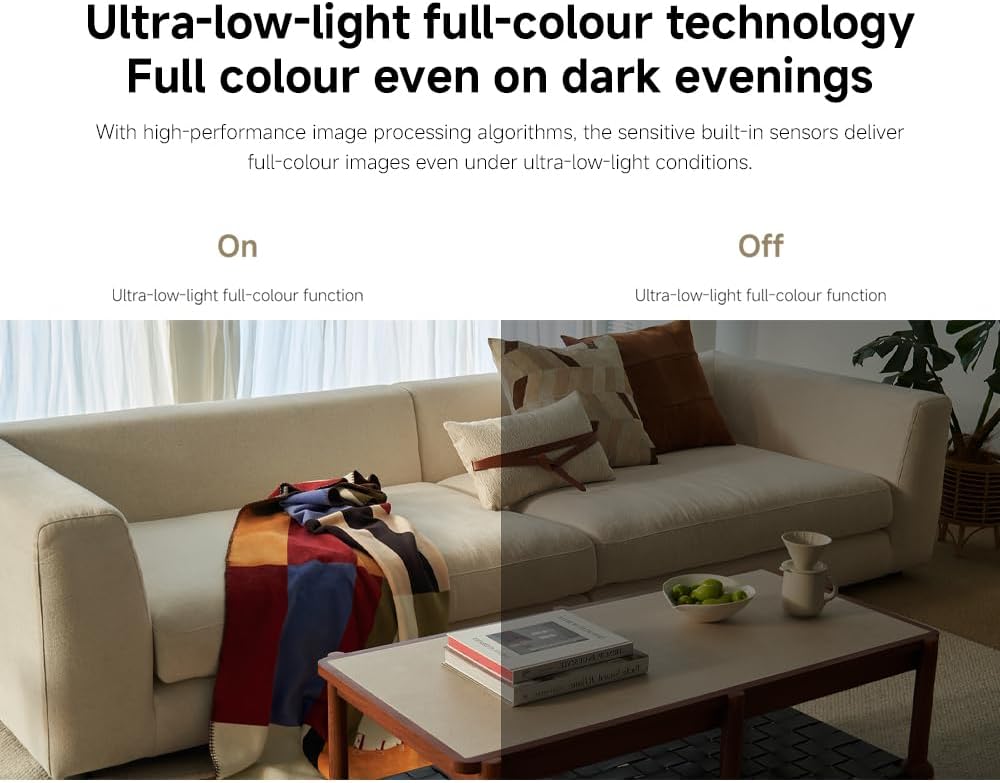 Xiaomi Smart Camera C100, 2K Indoor Security Camera, 360° View, Night Vision, Two-Way Audio, Motion Detection, Works with Alexa