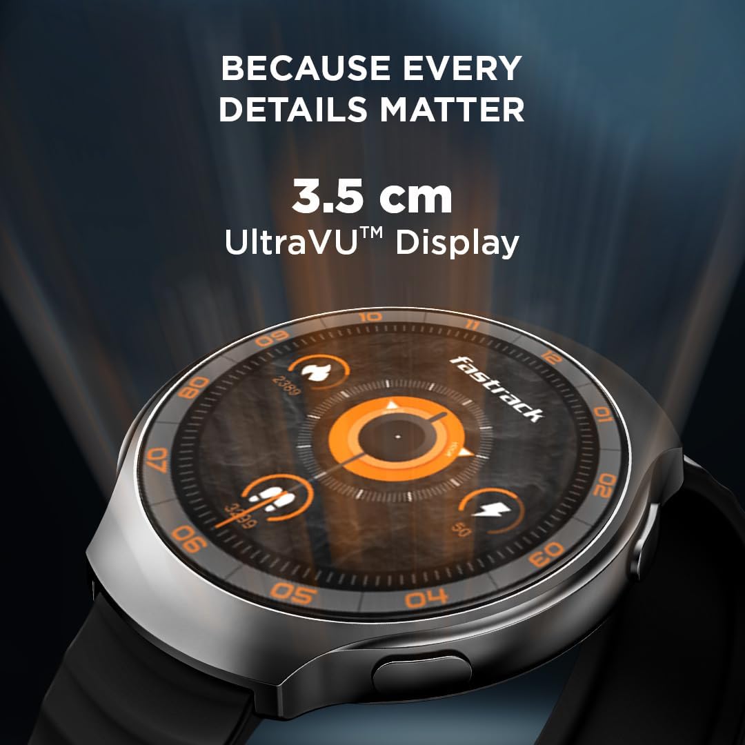 Fastrack VOX CirQ Smart Watch with AI Chat & AI Watchfaces, 1.38” TFT Display, Ripple Design, BT Calling, 24/7 Health Suite, SpO2, HRM, Sleep Tracking, IP68 Water Resistant - Onyx Black