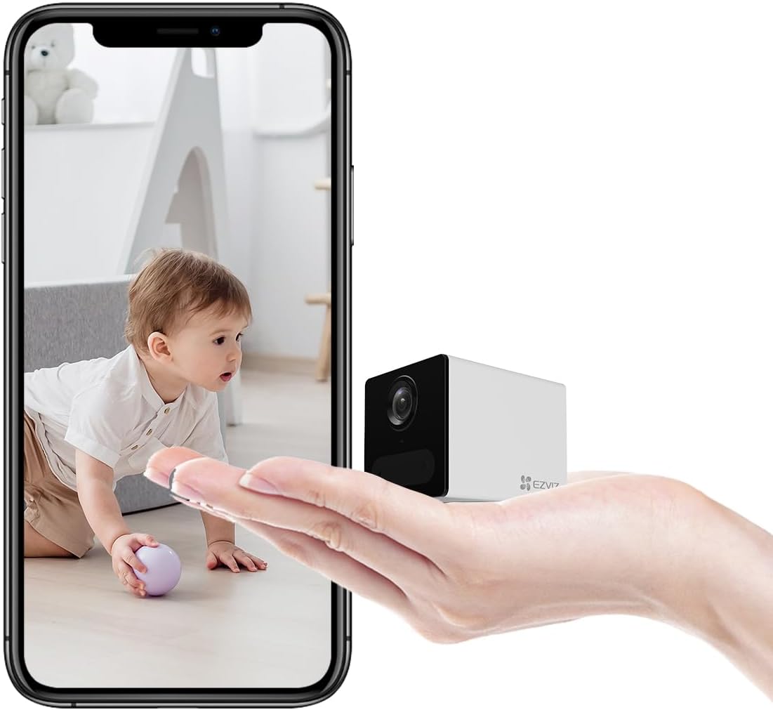 EZVIZ CB2 Security Camera with Battery, 1080p WiFi camera, Mini Camera with Smart Human Motion Detection, Two Way Talk with Magnetic Base, Night Vision, Supports Cloud & SD card Storage(White)