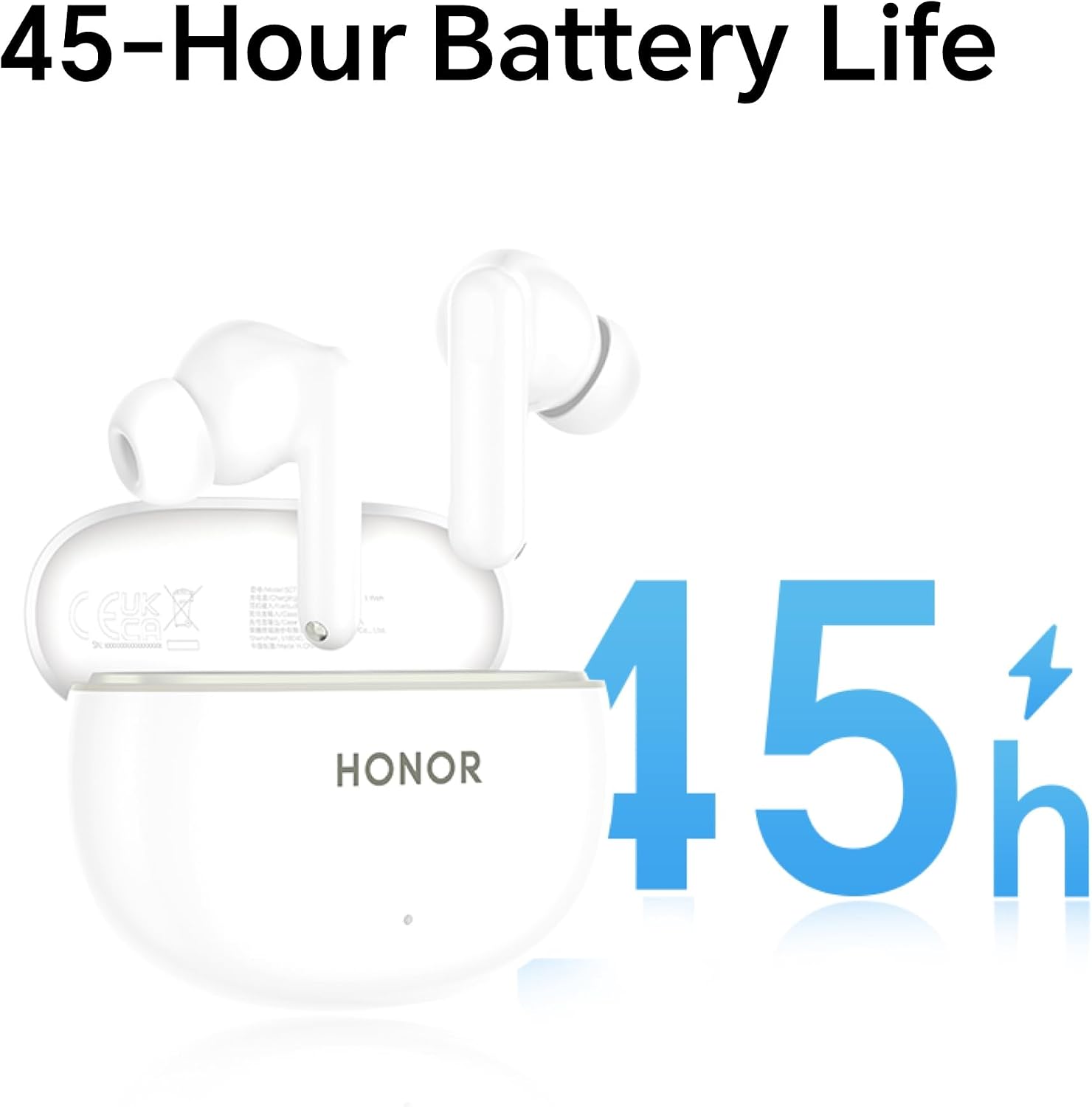 HONOR Earbuds X10 Lite Wireless Earbuds with ANC, 12.4mm Dynamic Driver, 45H Battery Life, AI Call Noise Reduction, IP54 Water Resistant Buds, Bluetooth 5.3, Smart Touch Controls – White