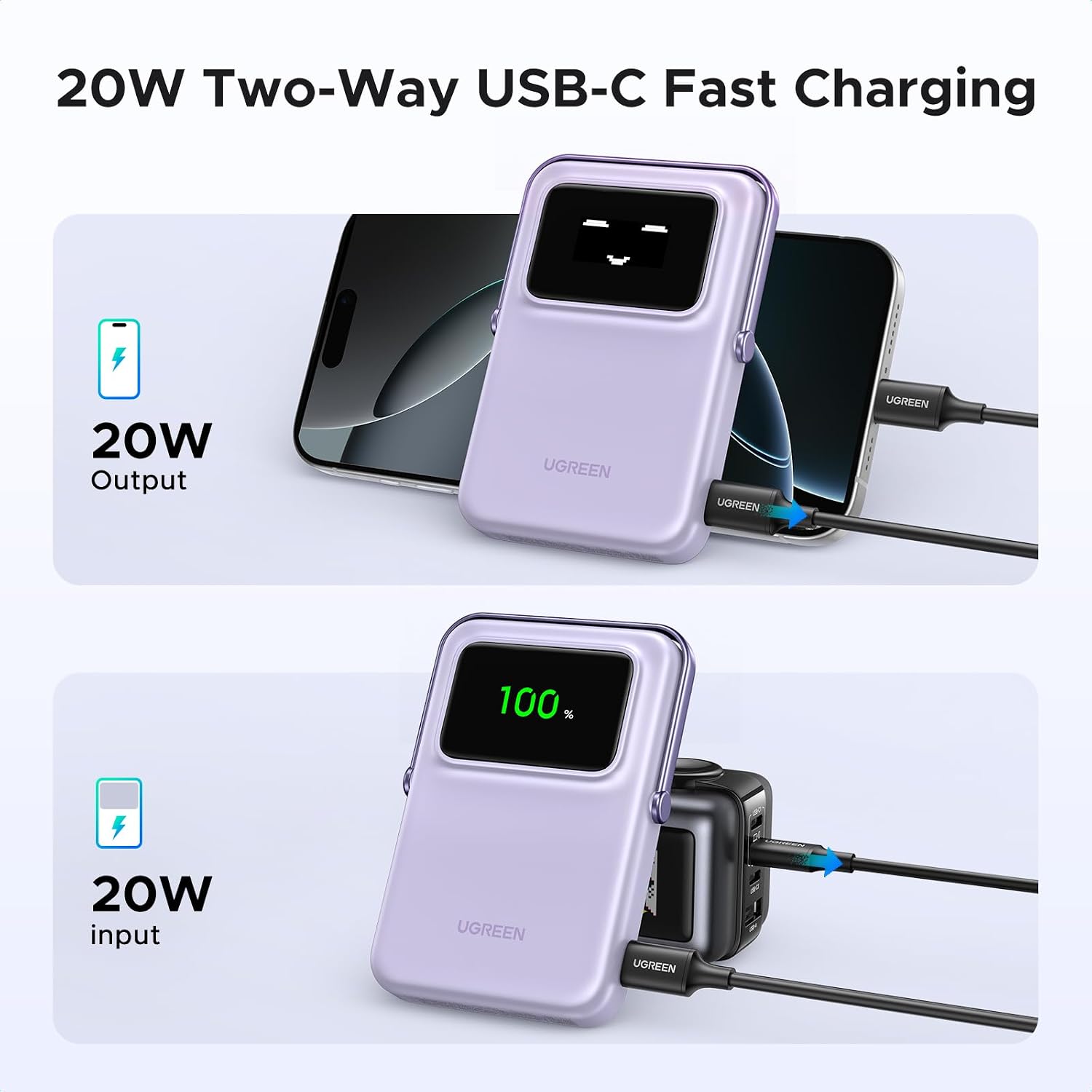 UGreen Powerbank Robotic 10000 Mah Pd 20W Magnetic With Stan
