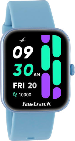 Fastrack Reflex Hello|BT Calling|1.69” HD Display|50+ Sports Modes|100+ Watchfaces|Game|BP Monitor|24x7 HRM| SpO2|Sleep Monitor|Custom Watchface|5 Day* Battery|Camera & Music Control|IP68|Light Blue