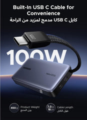 UGREEN Nexode 20000mAh 145W Power Bank Laptop Charger with Built-in Cable | High-capacity, 3-device fast charging, dual USB-C ports, flight-safe, digital display, fast-charge Laptops/Phones/Tablets