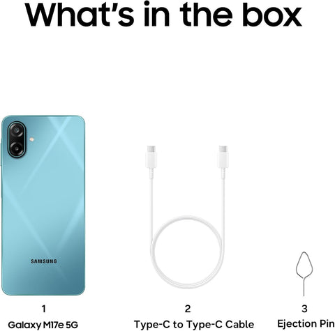 Samsung Galaxy M17e 5G Mobile (Blitz Blue, 6GB RAM, 128GB Storage) | Smoothest 120 Hz Refresh Rate| Monster 6000 mAh Battery | IP54 | 6 Gen OS Upgrades | AI | Gemini Live | Without Charger
