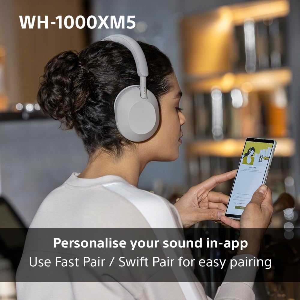 Sony WH 1000XM5 Noise Cancelling Wireless Headphones 30 hours battery life Over ear style Optimised for Alexa and the Google Assistant with built in mic for phone calls Black, One Size