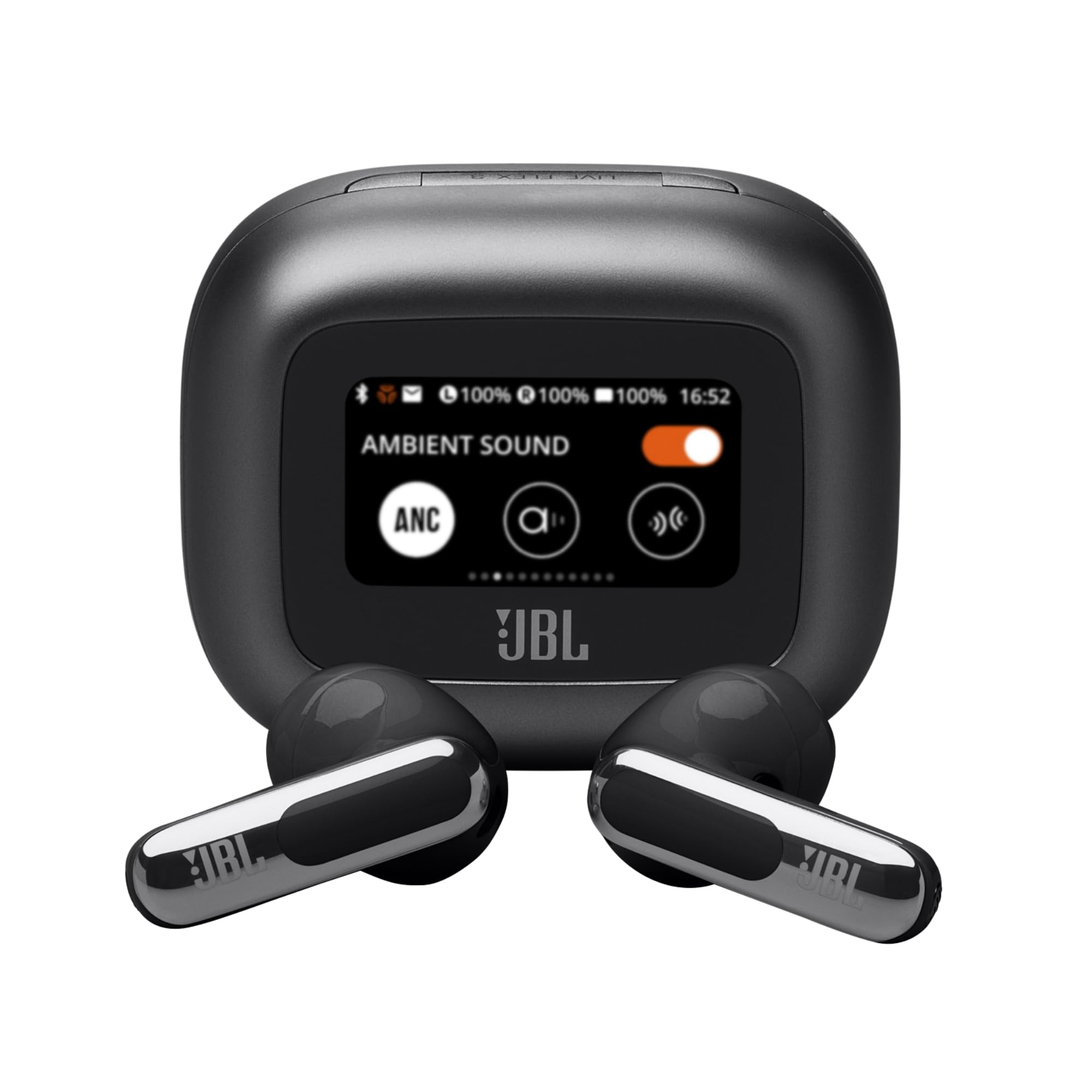 JBL LIVE FLEX 3 True wireless noise-cancelling earbuds with open-stick design and 50 hours total playback plus wireless charging, JBLLIVEFLEX3SIL, Silver