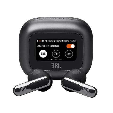 JBL LIVE FLEX 3 True wireless noise-cancelling earbuds with open-stick design and 50 hours total playback plus wireless charging, JBLLIVEFLEX3SIL, Silver