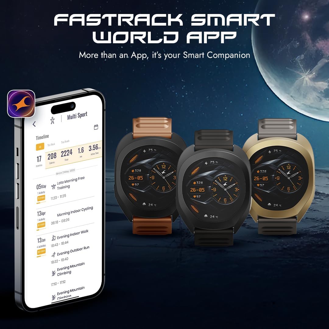 Fastrack Smart Watch | BT Calling | 3.5cm Ultra UV Round Display, Deep Black, Standard