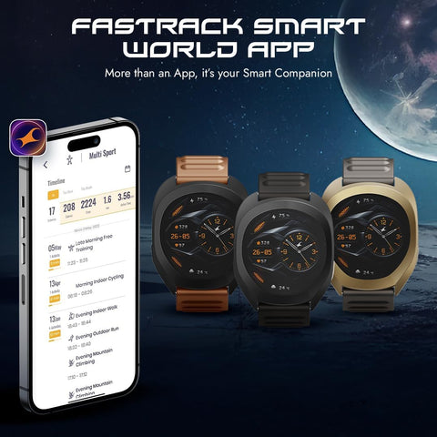 Fastrack Smart Watch | BT Calling | 3.5cm Ultra UV Round Display, Deep Black, Standard