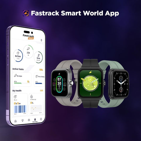 Fastrack VOX Neo Smart Watch with 1.91” Curved TFT Display, Rotary Crown, Offline Voice Commands,To-Do list, BT Calling, 24/7 Health Suite, SpO2, HRM, Sleep Tracking, IP68 Water Resistant - Onyx Black