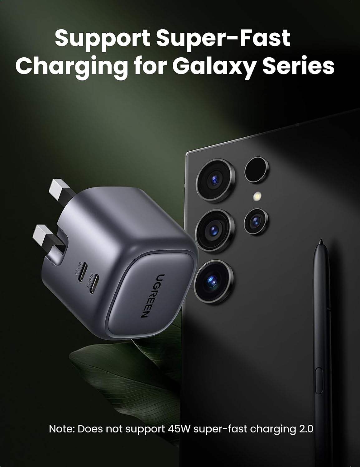 UGREEN Nexode 45W Charger GaN Dual USB C Ports Charger Type C Foldable 45W Fast iPad Adapter, Galaxy Tab Block 25W USB C Power Adapter for Samsung S25, iPhone 17 Pro Max, MacBook Air, iPad, etc