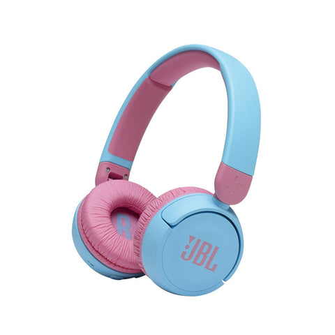 JBL Junior 320 BT Wireless On-Ear Bluetooth Headphones with Built-in Microphone for Kids, 50 Hours Playback, Safe Sound, Low Volume, Easy Operation and Sticker Set, Blue - JBLJR320BTBLU