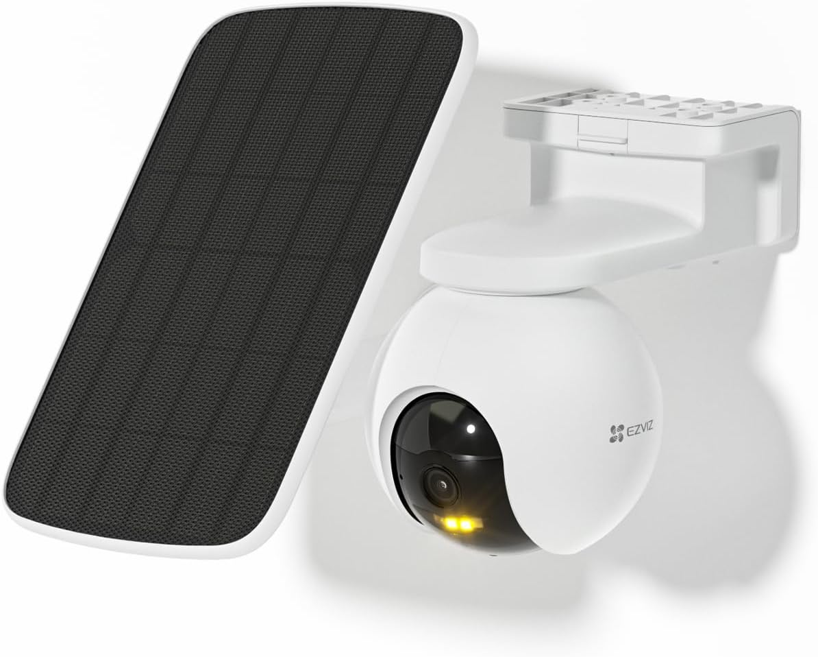 EZVIZ CB8 2K Battery Camera Wireless Outdoor, Solar Panel Compatible, Auto Tracking, Human Detection, 360° Pan Tilt, Color Night Vision, Two Way Audio, Alarm, Alexa Google Control, No Monthly Fee