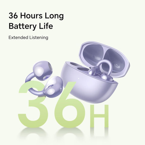 HONOR Choice Earbuds CLIP (2025 Model) Wireless Earphones, Open-Ear Bluetooth Earbuds, Feather-Like Wearing, 36 Hour Long Battery Life, Purple