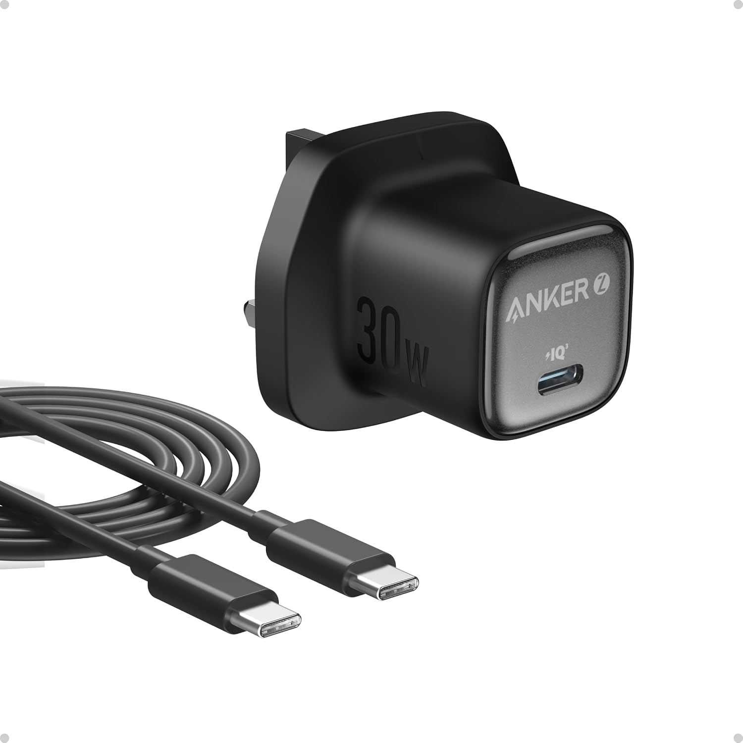 30W USB C Plug, Anker Zolo Compact GaN USB C Charger, Enhanced Temperature Control, Compact Design and 3X Faster Charging, Compatible with iPhone, iPad, Samsung, Pixel, and More (Black)