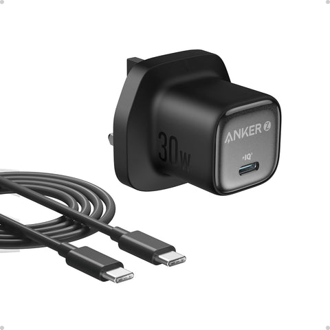 30W USB C Plug, Anker Zolo Compact GaN USB C Charger, Enhanced Temperature Control, Compact Design and 3X Faster Charging, Compatible with iPhone, iPad, Samsung, Pixel, and More (Black)