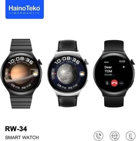 Haino Teko Germany RW-34 AMOLED Display Smart Watch with 3 Pair Strap For Men's and Boys