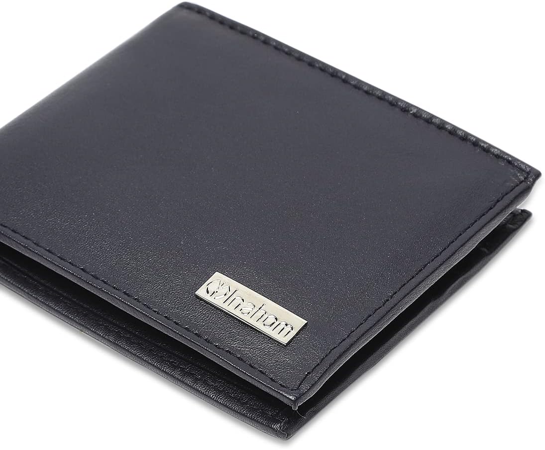 Bi-Fold Organised Wallet Flat Nappa Genuine and Smooth Leather Upper IM2021XDA0004-400-Navy Blue