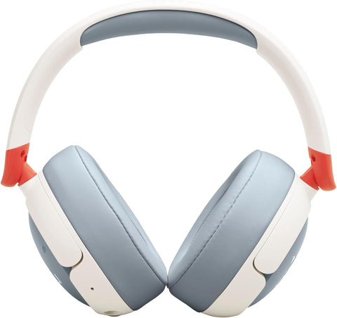 JBL Junior 470 NC Wireless Over-Ear Bluetooth Headphones with Active Noise Cancelling for Kids, Microphone, 50h Playback, JBL Safe Sound, Low Volume, Easy Operation and Stickers, White