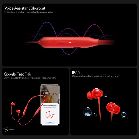 OnePlus Bullets Wireless Z3 - 5-inch Bluetooth Headphones, spatial audio, 12.4 mm drivers, 36 hours battery life (Mambo Midnight)