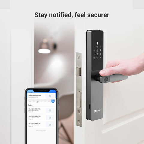 EZVIZ Smart Lock DL05, 7-in-1 Keyless Entry Door Lock, with Fingerprint Access – Secure Keyless Entry, Multiple Unlock Options, Instant Alerts, Weather-Resistant, Child Safety Privacy Control 5085