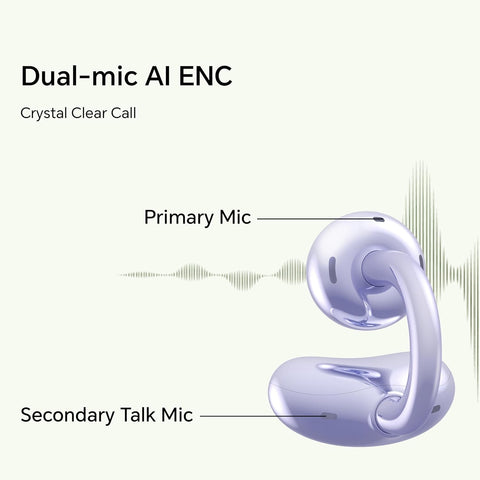 HONOR Choice Earbuds CLIP (2025 Model) Wireless Earphones, Open-Ear Bluetooth Earbuds, Feather-Like Wearing, 36 Hour Long Battery Life, Purple